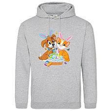 Худі з принтом Великдень Собачка І Кішка - 2XL сірий