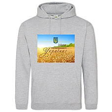 Худи с принтом День Независимости Герб Поле Пшеницы - 2XL серый