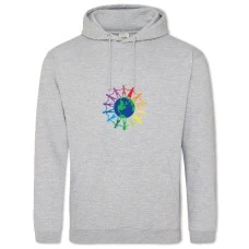 Hoodie with Print Young People Around The Earth - 2XL grey