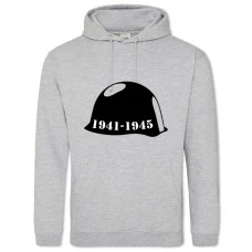 Худи с принтом Шлем Воина 1941-1945 - 2XL серый