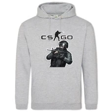 Hoodie with Print Cs Go Soldier With Rifle - 2XL grey