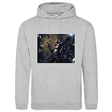 Hoodie with Print Deus Ex Protagonist With A Gun - 2XL grey