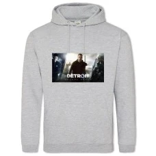 Hoodie with Print Detroit Become Human Three Playable Characters In The Intro - 2XL grey