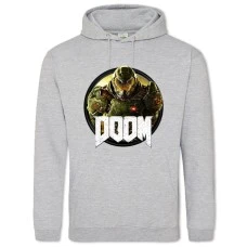 Hoodie with Print Doom - 2XL grey