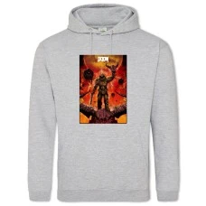 Hoodie with Print Doom Skull - 2XL grey