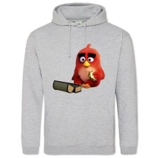 Hoodie with Print Angry Birds Red Bird With Sandwich - 2XL grey