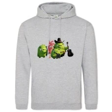 Hoodie with Print Angry Birds Funny Green Pigs - 2XL grey