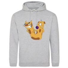 Hoodie with Print Catdog Angry - 2XL grey