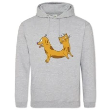 Hoodie with Print Catdog Funny - 2XL grey