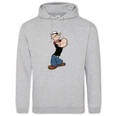 Hoodie with Print Popeye The Sailor Powerfull - 2XL grey