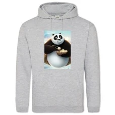 Худи с принтом Кунг Фу Панда По И Еда - 2XL серый