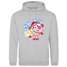 Худи с принтом Смешарики Нюша С Книгой - 2XL серый