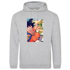 Hoodie with Print Dragon Ball Running Goku - 2XL grey