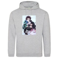 Hoodie with Print Demon Slayer Kimetsu No Yaiba Nezuko Kamado With Tanjirou - 2XL grey