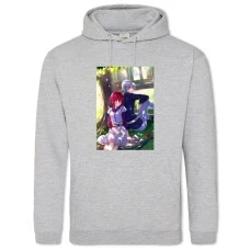 Hoodie with Print Akagami No Shirayukihime Characters - 2XL grey