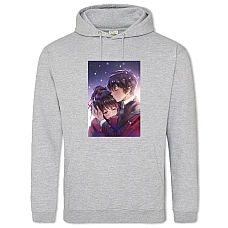 Hoodie with Print Your Name Love Print - 2XL grey
