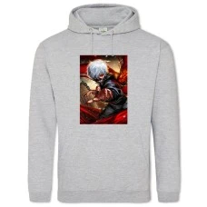 Hoodie with Print Tokyo Ghoul Ken Kaneki Print - 2XL grey