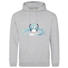 Hoodie with Print Hatsune Miku Face - 2XL grey