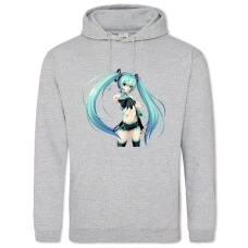 Hoodie with Print Hatsune Miku Girl Music - 2XL grey
