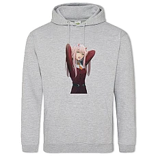 Hoodie with Print Darling In The Franxx Beautiful Zero Two - 2XL grey