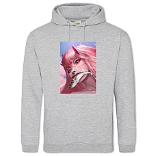 Hoodie with Print Darling In The Franxx Zero Two With Fish - 2XL grey