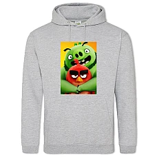 Hoodie with Print Angry Birds Red And Pig - 2XL grey