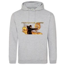 Hoodie with Print The Hunger Games Katniss Everdeen Fire Russian Logo - 2XL grey