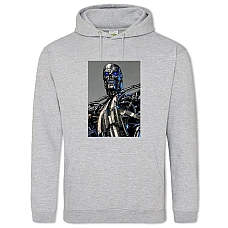 Hoodie with Print The Terminator Robot Print - 2XL grey
