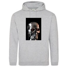 Hoodie with Print The Terminator Robot Head - 2XL grey