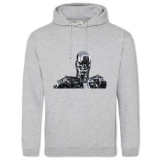 Hoodie with Print The Terminator Robot Face - 2XL grey