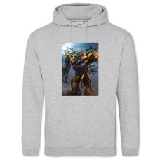 Hoodie with Print Transformers Bumblebee Robot Hero Print - 2XL grey
