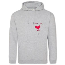 Hoodie with Print Valentine's Day I Love You Heart - 2XL grey