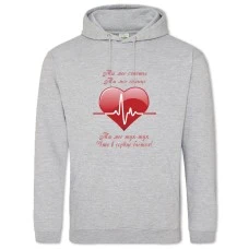 Hoodie with Print Valentine's Day Heart Beats - 2XL grey
