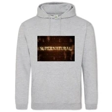 Hoodie with Print Supernatural Logo - 2XL grey
