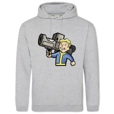 Худи с принтом Фоллаут Мужчина И Пистолет - 2XL серый