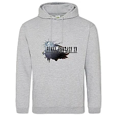Худи с принтом Файнл Фентези 15 Логотип - 2XL серый