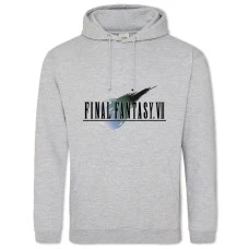 Худи с принтом Файнл Фентези 7 Логотип - 2XL серый