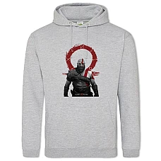 Худи с принтом Бог Войны Кратос Логотип - 2XL серый