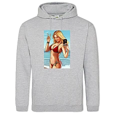 Худи с принтом ГТА Девушка Принт - 2XL серый