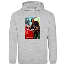 Худи с принтом ГТА Кража Машины - 2XL серый
