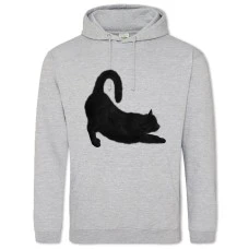 Hoodie with Print Funny Black Cat - 2XL grey