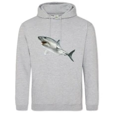 Hoodie with Print White Shark - 2XL grey