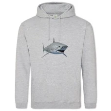 Hoodie with Print White Head Of Shark - 2XL grey