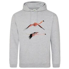 Hoodie with Print Two Flamingos Fly - 2XL grey
