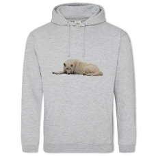 Hoodie with Print White Wolf - 2XL grey