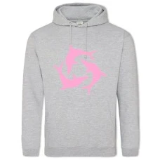 Hoodie with Print Three Pink Dolphins - 2XL grey