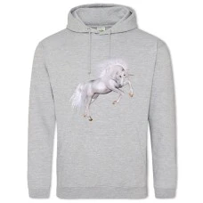 Hoodie with Print White Unicorn Jumps - 2XL grey
