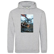 Hoodie with Print The Elder Scrolls Dragons Battle - 2XL grey
