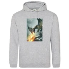 Hoodie with Print The Elder Scrolls Dragon Fire - 2XL grey
