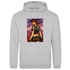 Hoodie with Print Tomb Raider Hero Lara Croft - 2XL grey